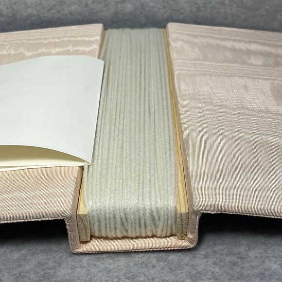 Handcrafted Greeting Card Keeper Binder Peach Taffeta Fabric Frame Cover Lace - Picture 12 of 13